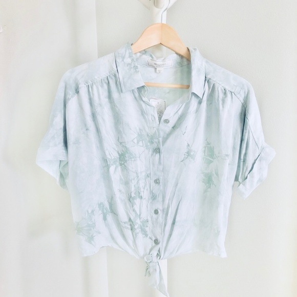 No Comment NY.LA Tops - Sea Foam Tie Dye Button Up